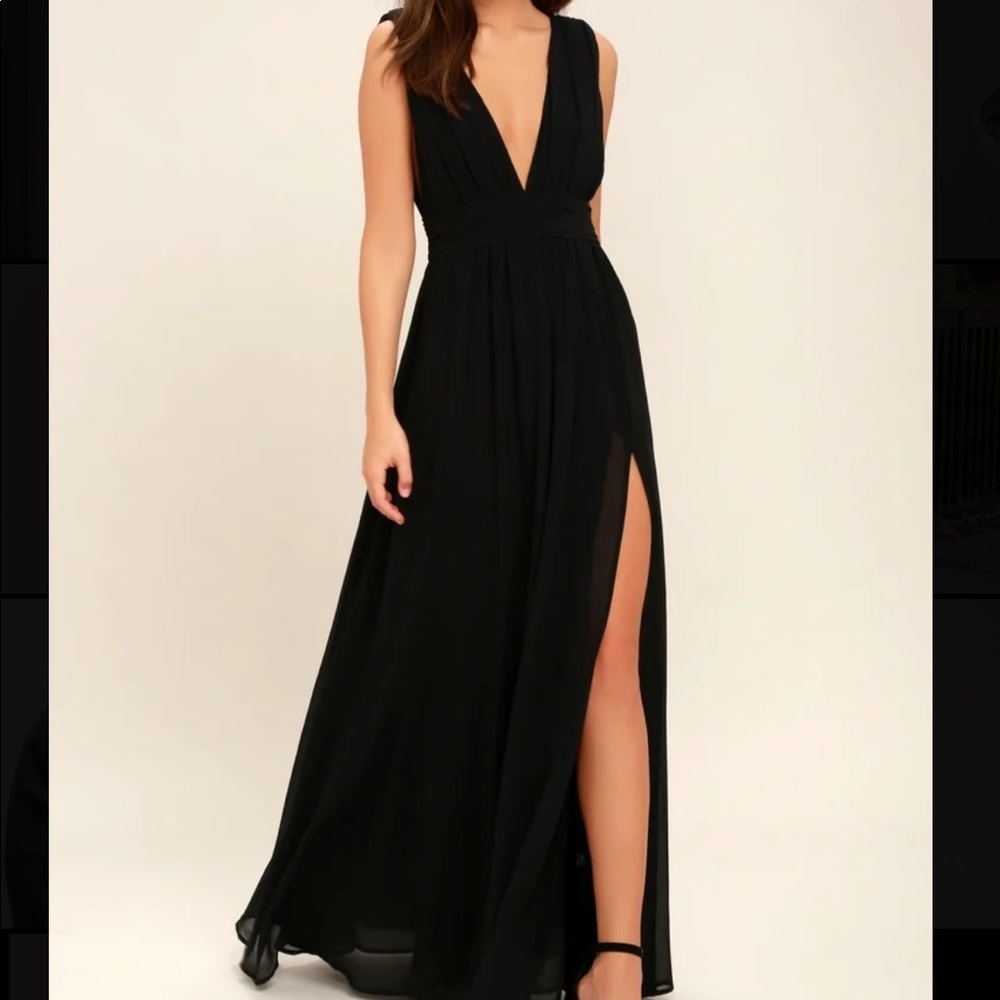 Lulu's Heavenly Hues Black Maxi Dress